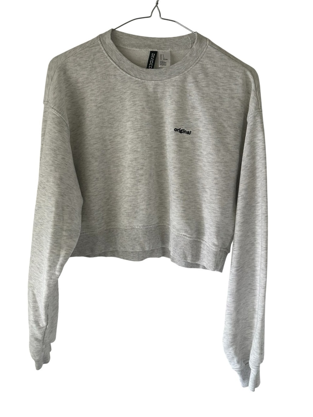 DIVIDED by H&M Gray Cropped Pullover Sweatshirt Women's Cotton Blend Crewneck